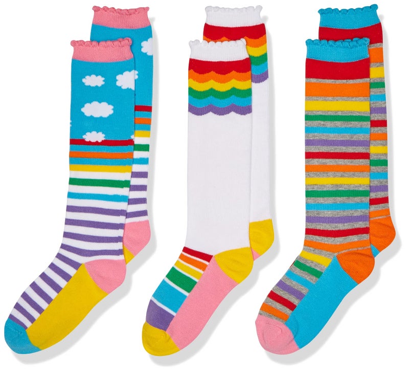 Jefferies Socks girls Colorful Rainbow Knee High 3 Pair Pack Socks, Rainbow, Medium US - Image 1